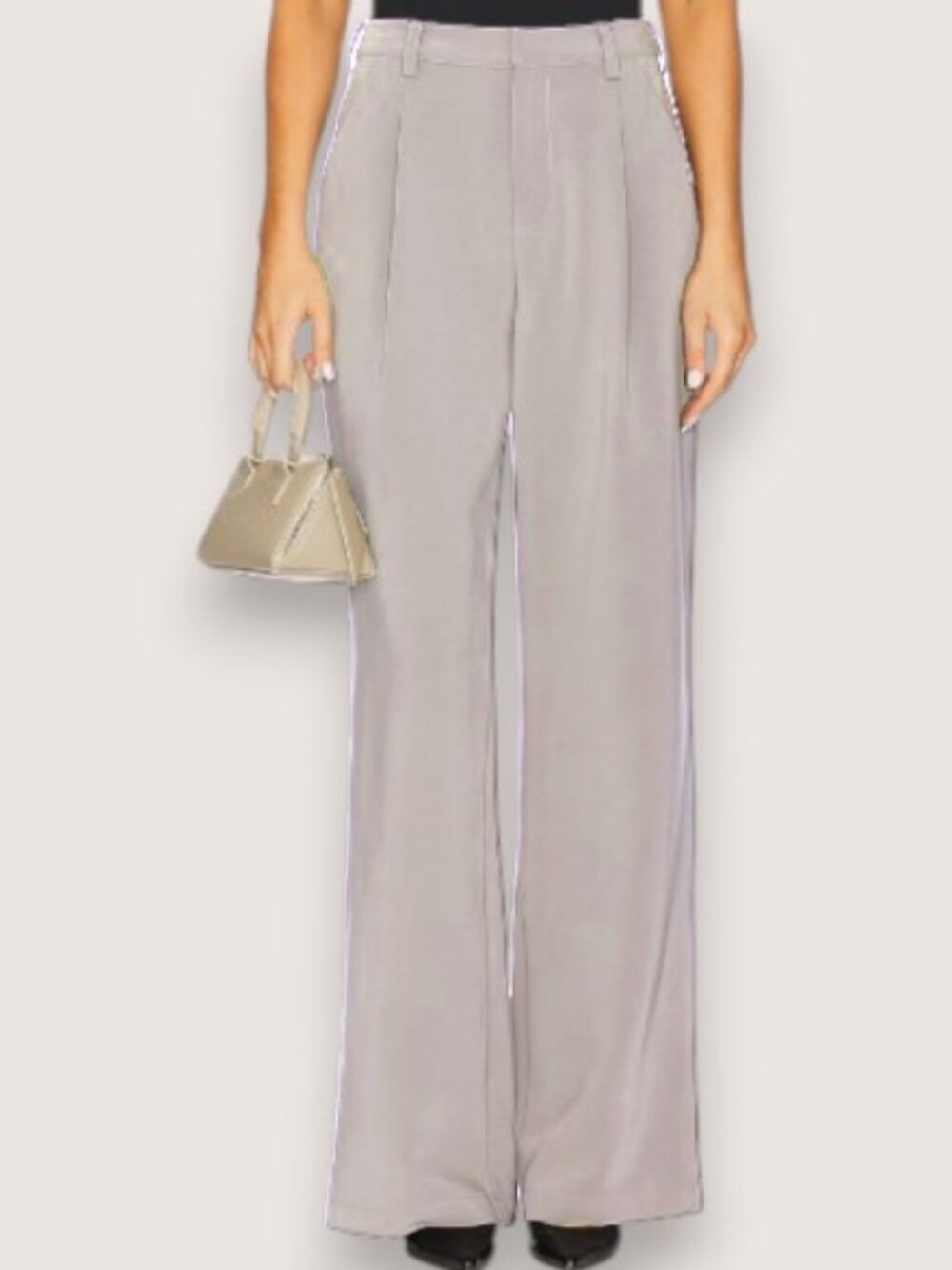 House of Harlow 1960 wide leg pleated vegan leather pants taupe women's size 10